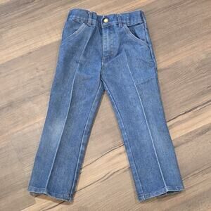 Vintage Kids Girls Boys Regular Denim Blue Jeans Elastic Waist Challenger Size 5